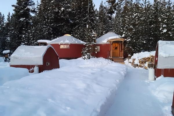 The Kitchen and Dining Room Yurts at the Yellowstone Cross Country Skier's Camp